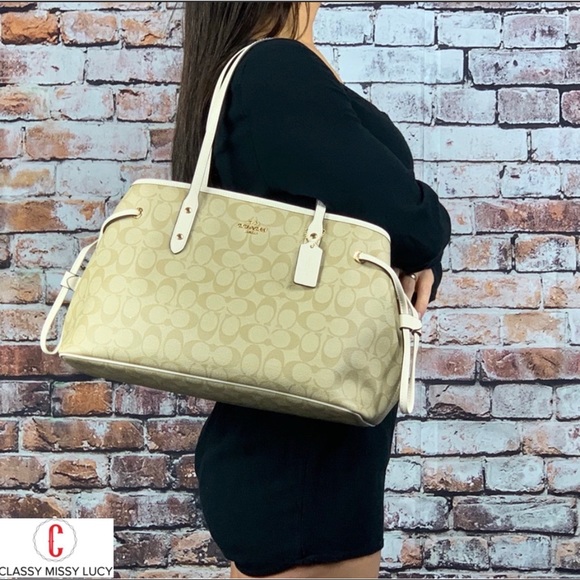 Coach Handbags - NWT coach PVC drawstring carryall light khaki